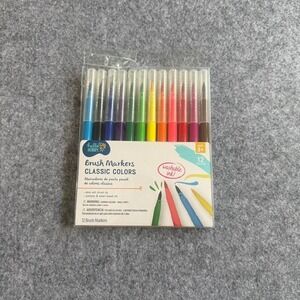Hello Hobby Brush Markers Kids 12 Count Multicolor New Washable Classic Colors